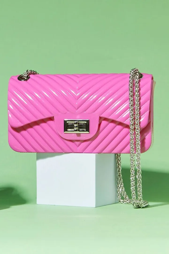 Chevron-Quilted Chain Crossbody Bag
