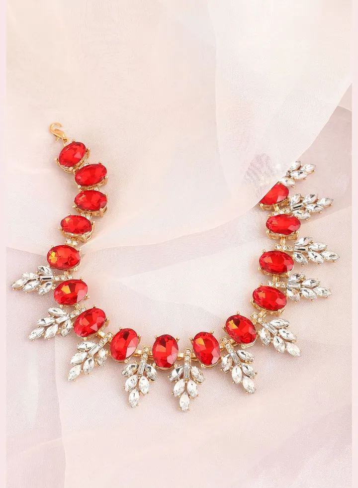 Silver Plated Party Designer Stone Statement Necklace For Women