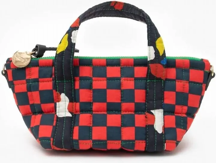 Lil Zip Sac Bag in Navy & Red Checker