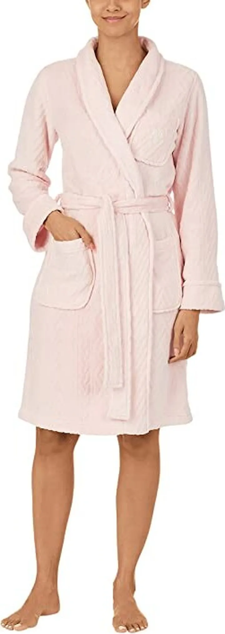 LAUREN Ralph Lauren Recycled Poly Clipped So Soft Robe (Pink) Women's Robe