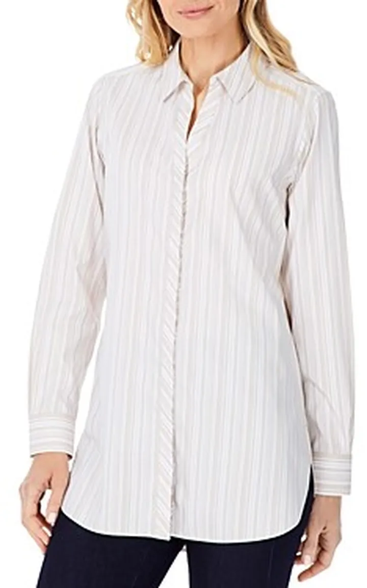 Foxcroft Vera Modern Stripe Tunic Shirt