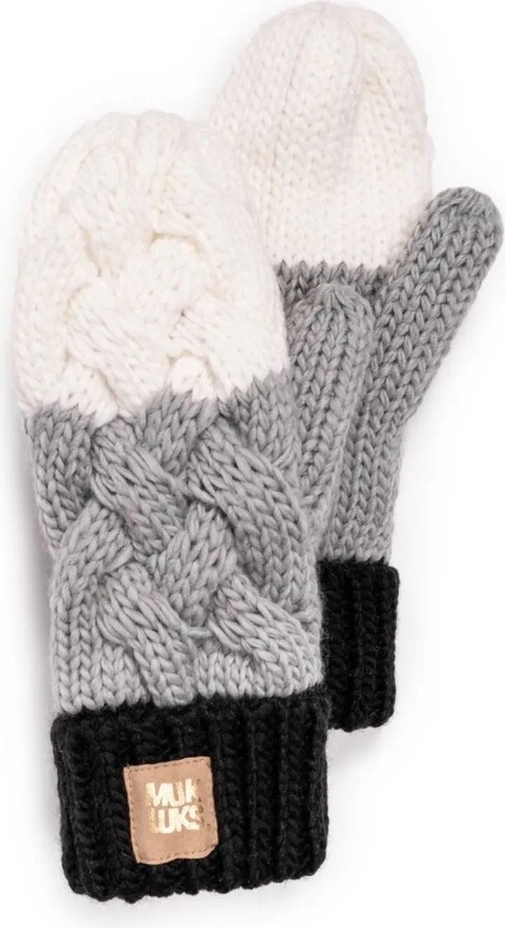 MUK LUKS Womens Colorblock Mittens-Neutral OS