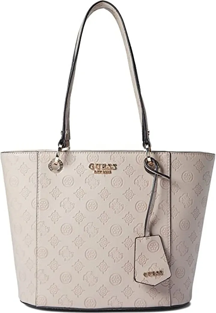 GUESS Noelle Small Elite Tote (Buff Logo) Tote Handbags