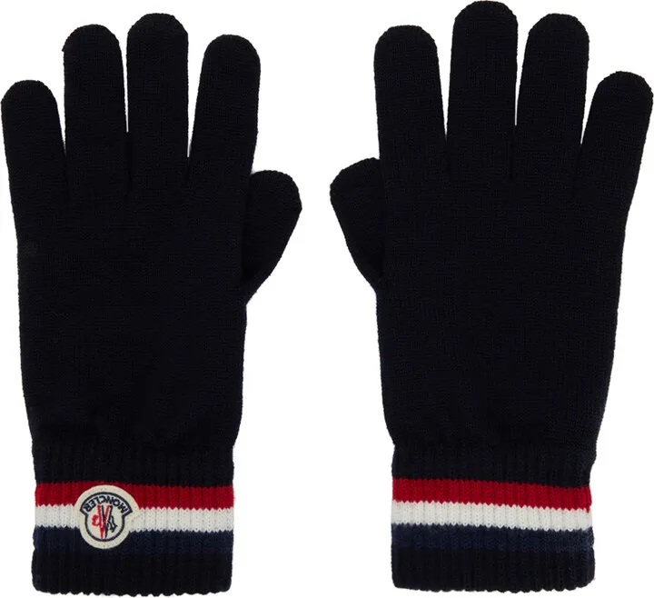 Moncler Navy Wool Gloves