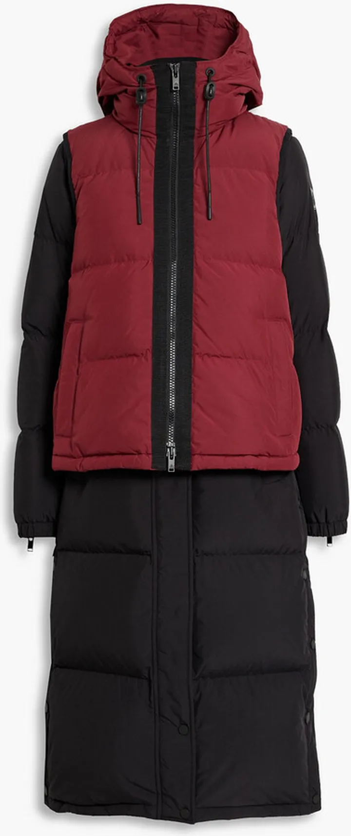 Samor convertible two-tone quilted shell hooded down coat