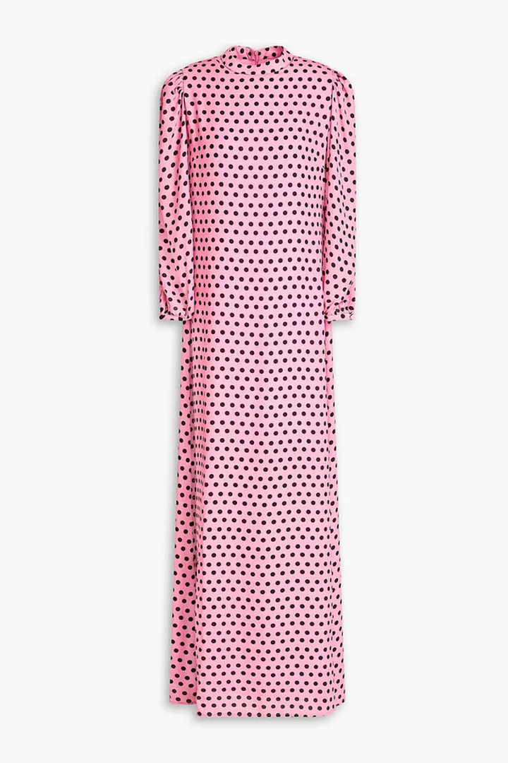 Elizabeth polka-dot crepe maxi dress