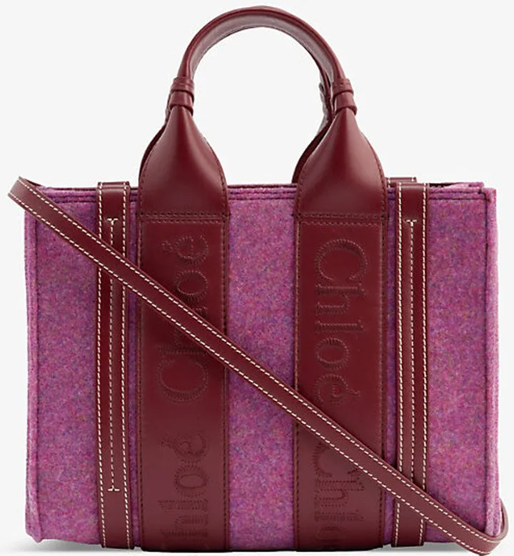 Womens Striking Purple Woody Small Woven and Leather Tote bag