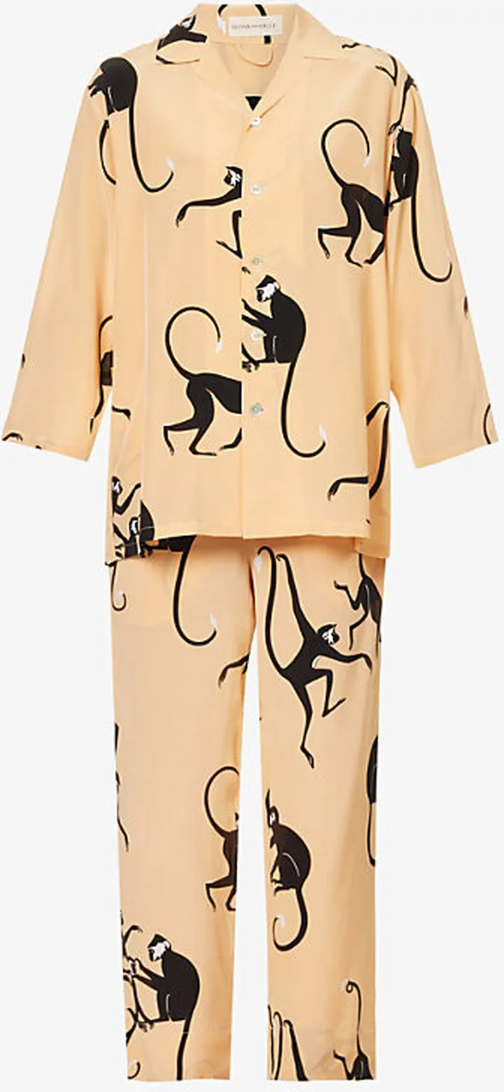 Womens Janda Casablanca Monkey-print ilk Pyjamas