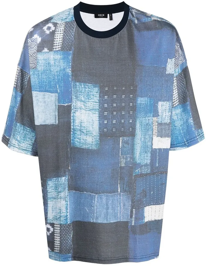 patchwork-print oversized T-shirt
