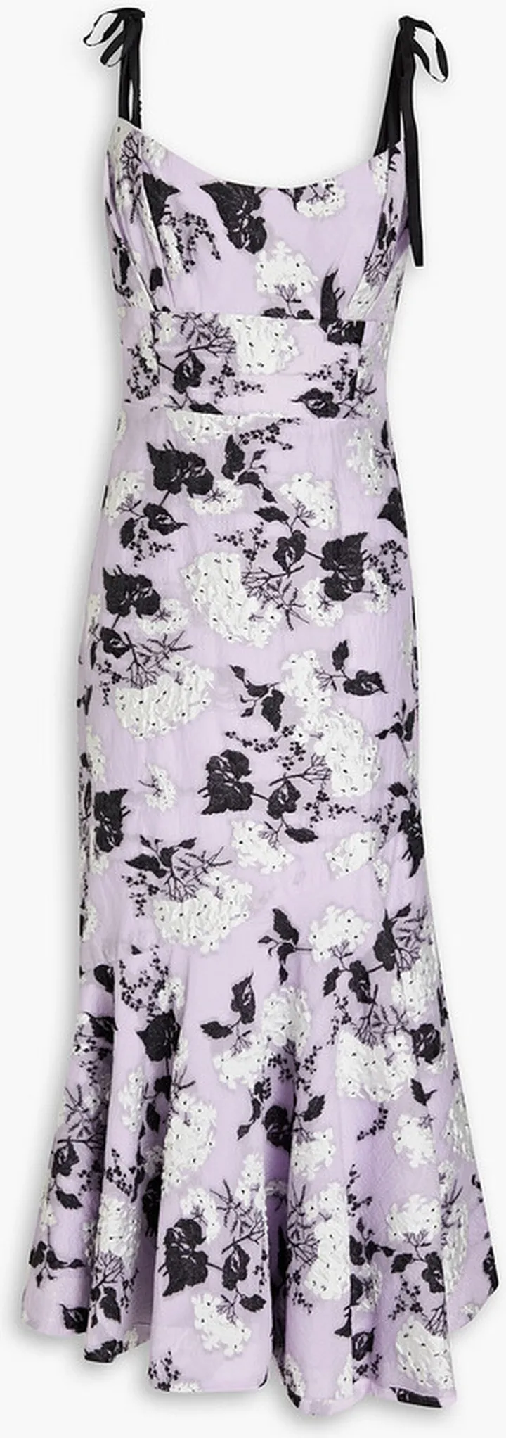 Floral-design cloqué midi dress