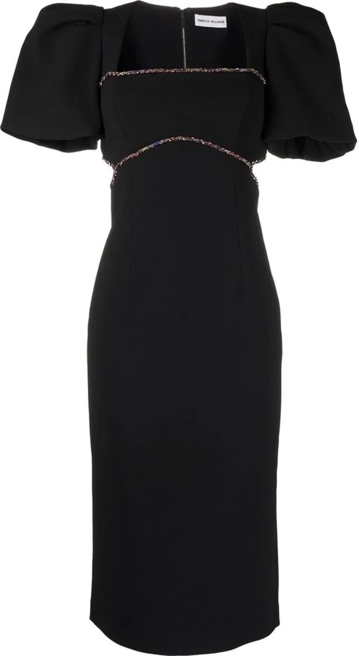 Victoria puff-sleeved midi dress
