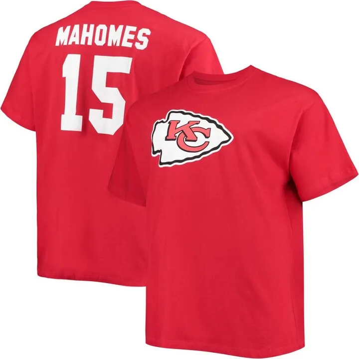 Men's Big and Tall Patrick Mahomes Red Kansas City Chiefs Player Name Number T-shirt