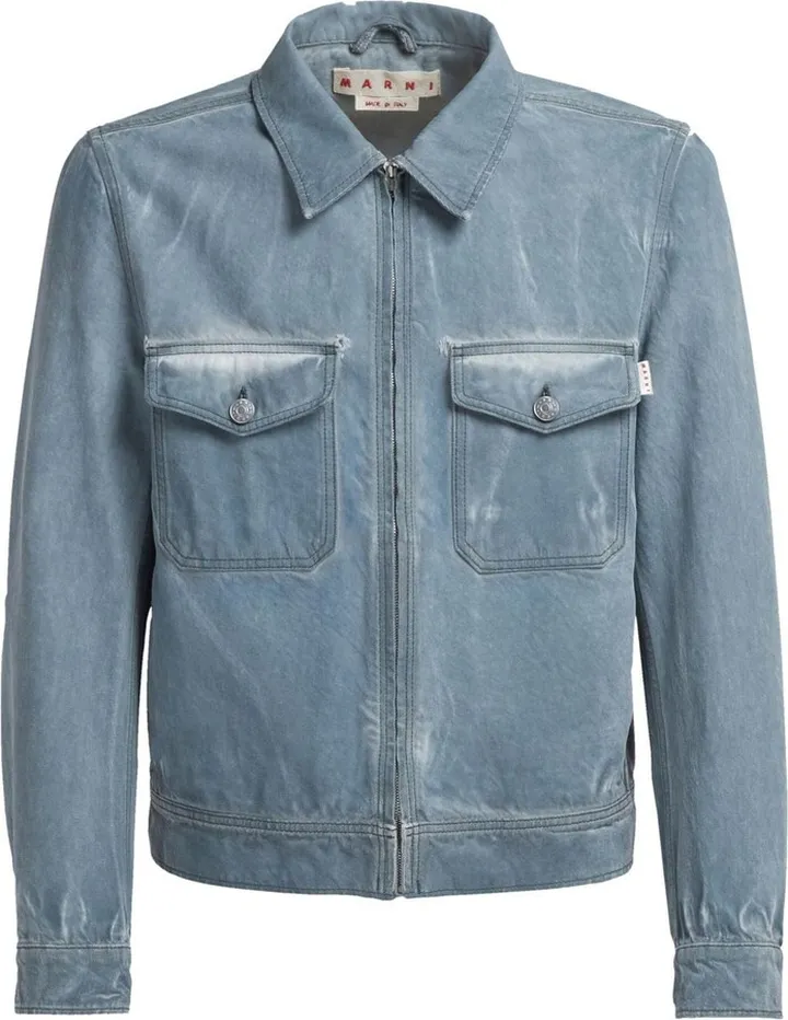 Bleach-Effect Denim Jacket