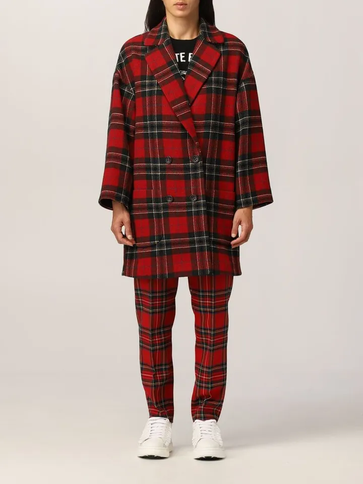 Red Valentino coat in tartan wool