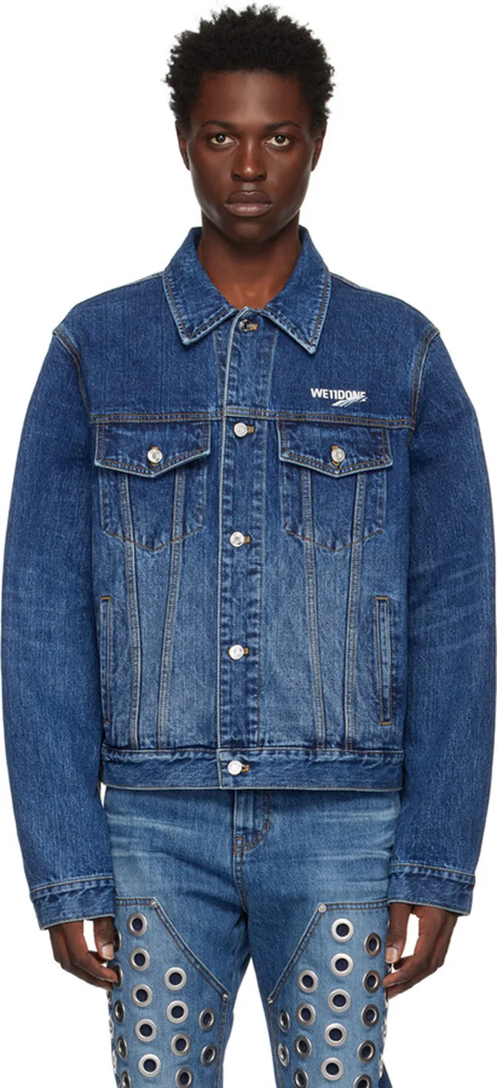 We11done Blue Faded Denim Jacket