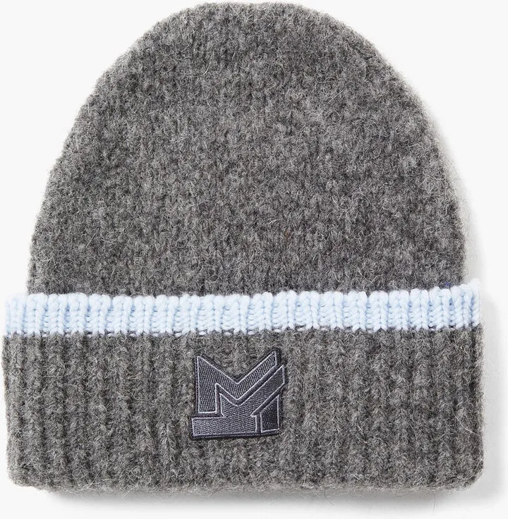 Appliquéd brushed knitted beanie