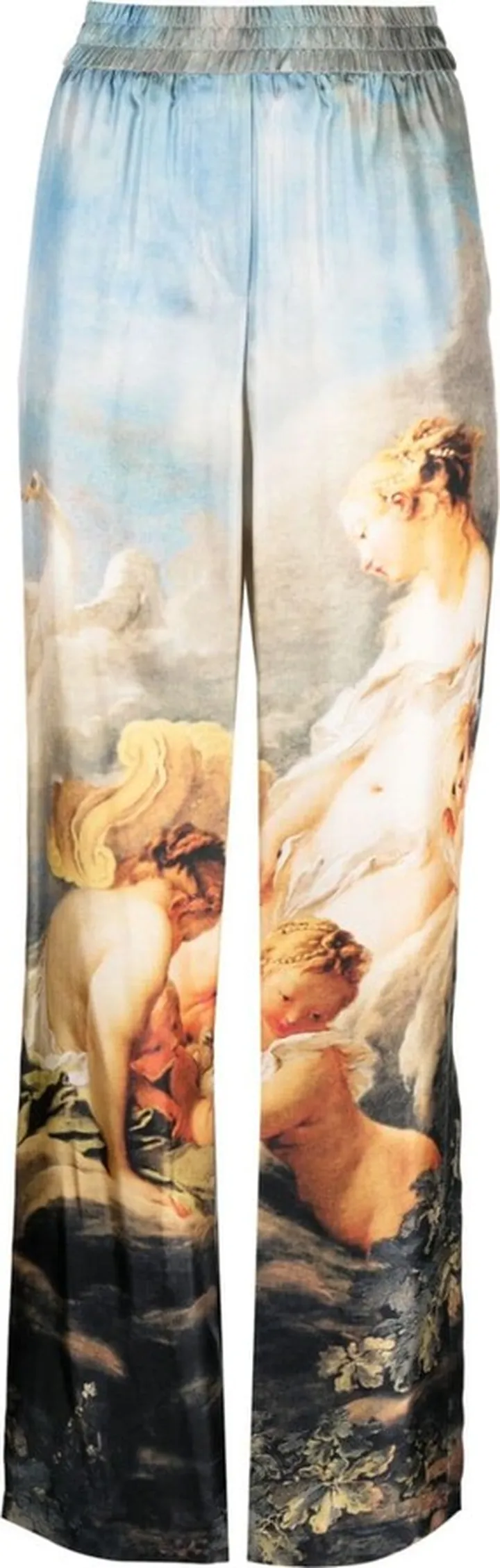 Graphic-Print Silk Trousers
