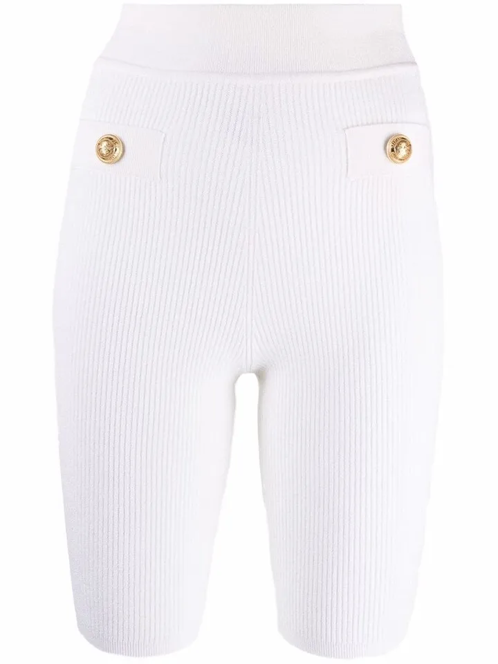 Decorative Button-Detail Cycling Shorts