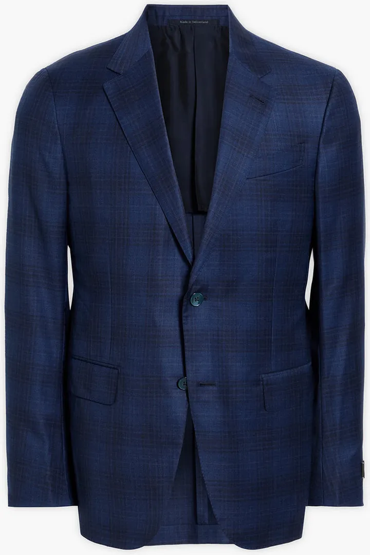 Checked wool and silk-blend blazer