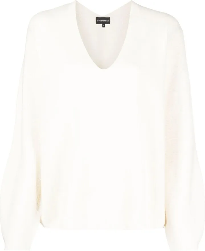 V-neck puff-sleeve jumper