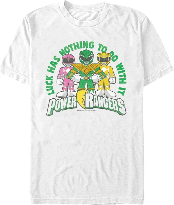 Men's Power Rangers St. Patrick's Day Luck has Nothing to do with It T-Shirt - White - X Large