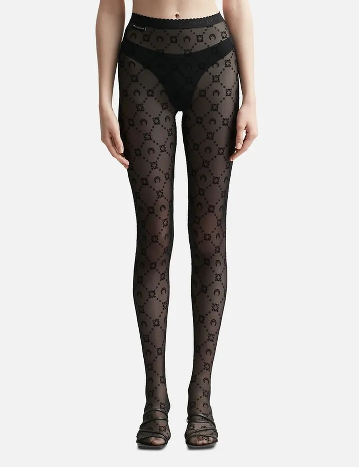Moonogram Flocked Mesh Tights