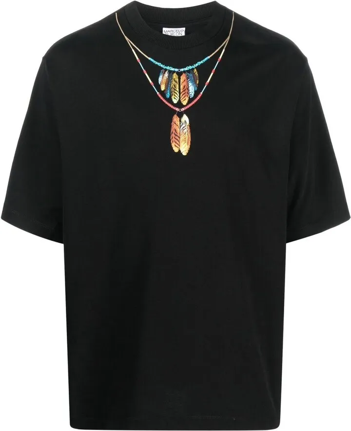 Feathers Necklace cotton T-shirt