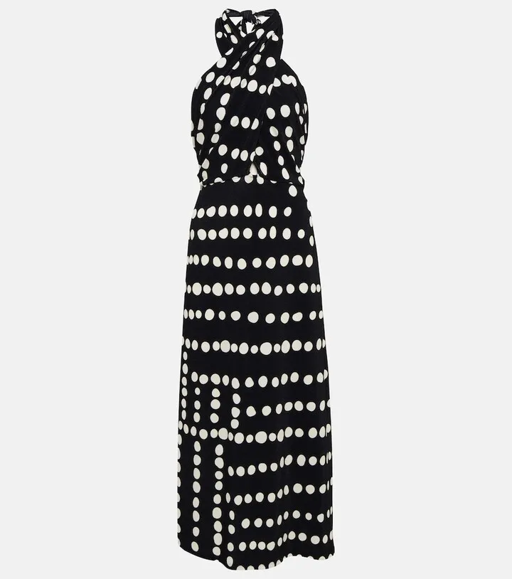 Printed halterneck midi dress