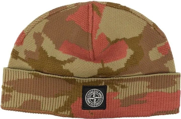 Camouflage-Print Knitted Beanie
