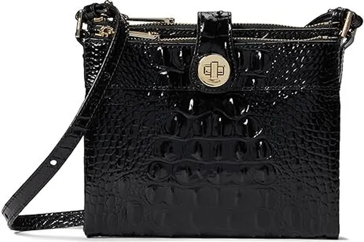 Brahmin Melbourne Mina Crossbody (Black) Cross Body Handbags