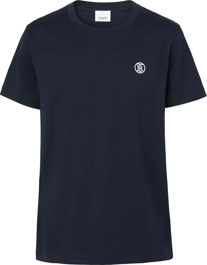 Blue Logo-Embroidered Cotton T-Shirt