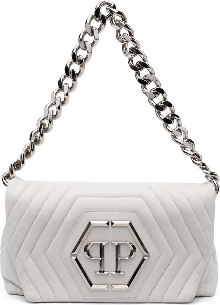 Hexagon logo-plaque quilted shoulder bag