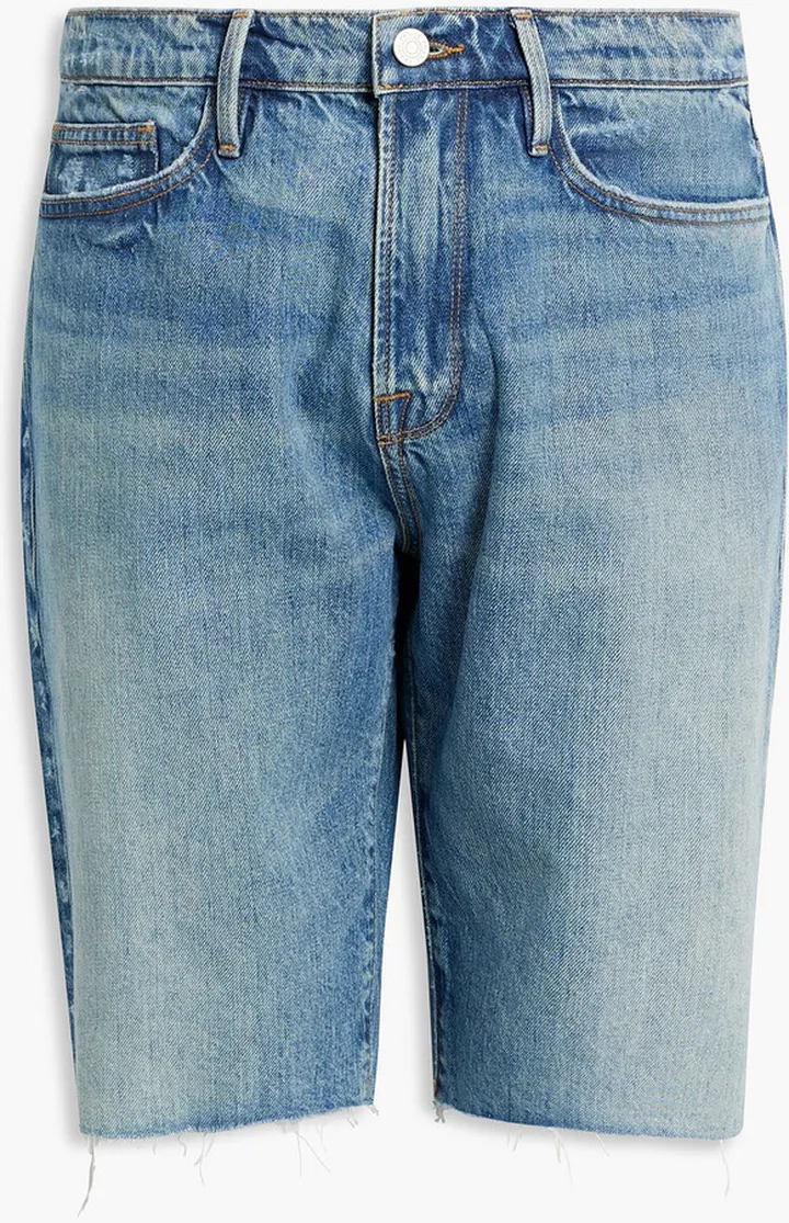 L'Homme distressed denim shorts
