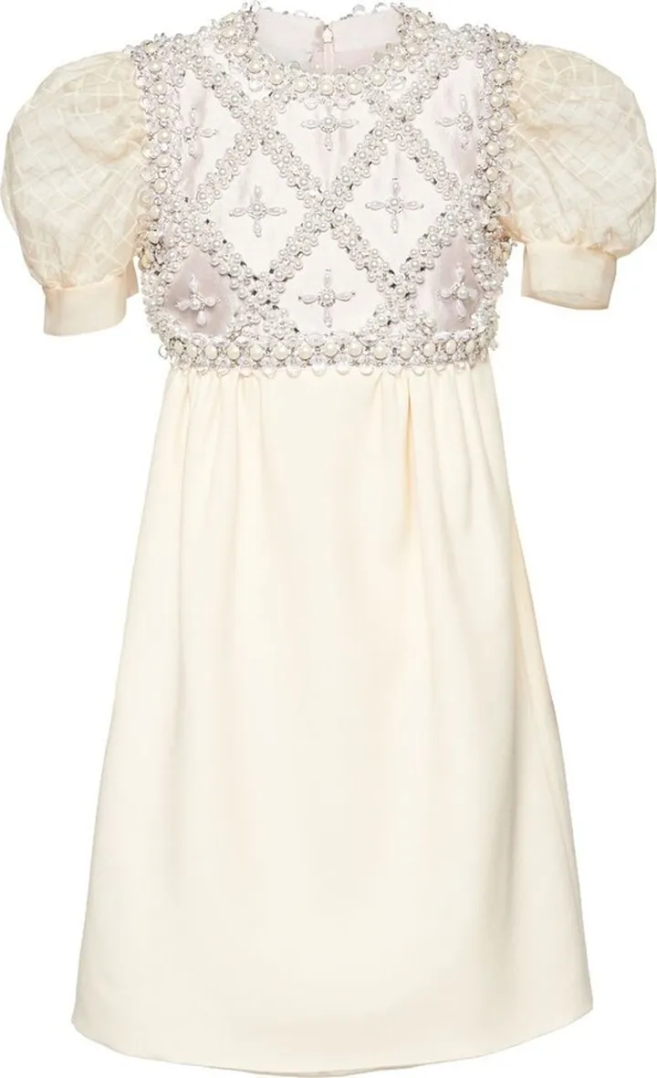 Embroidered Tricotine Mini Dress