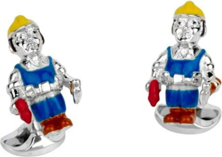 Deakin & Francis - Deakin & Francis Sterling Silver Enamel Builder Cufflinks