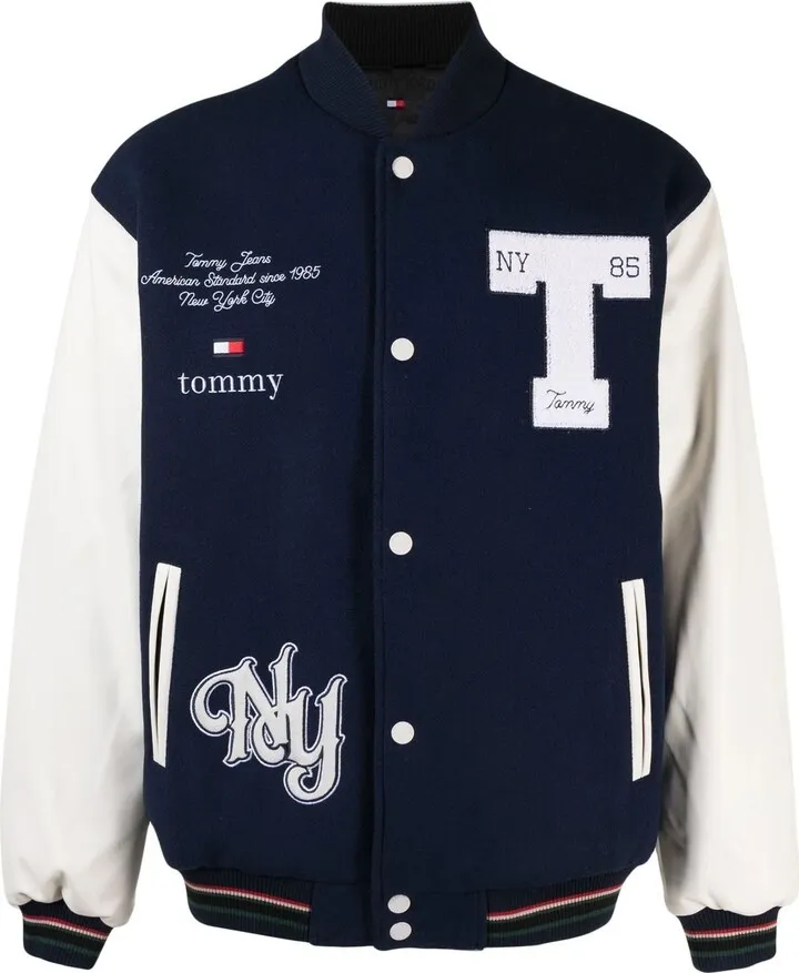 Graphic-Print Panelled Bomber Jacket