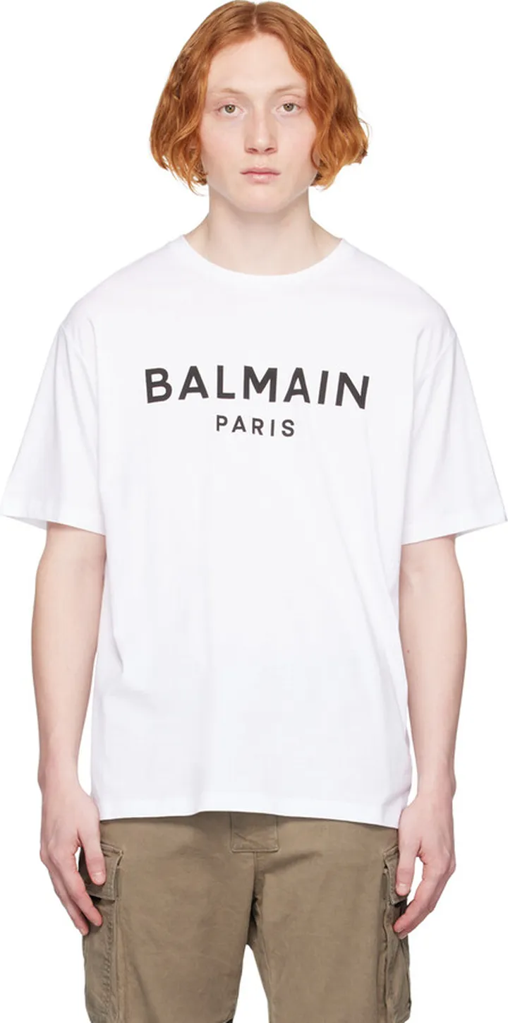 Balmain White Printed T-Shirt