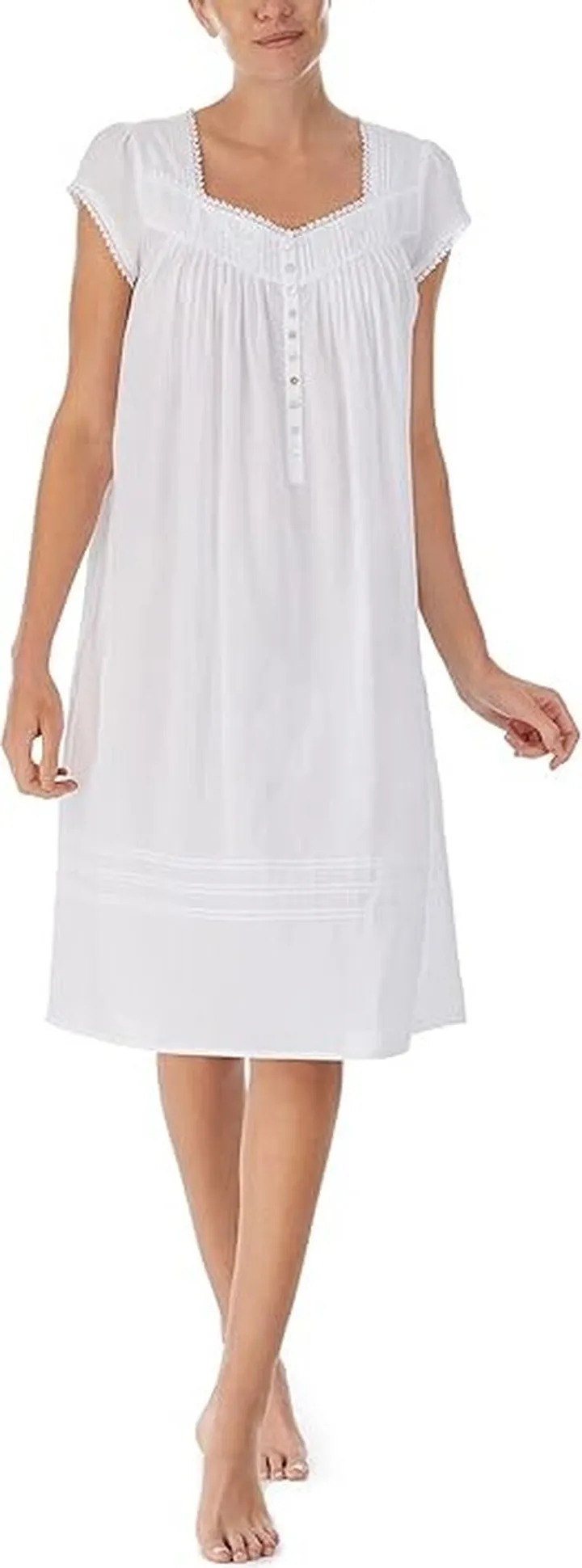 Eileen West Cap Sleeve Waltz Nightgown (White) Women's Pajama