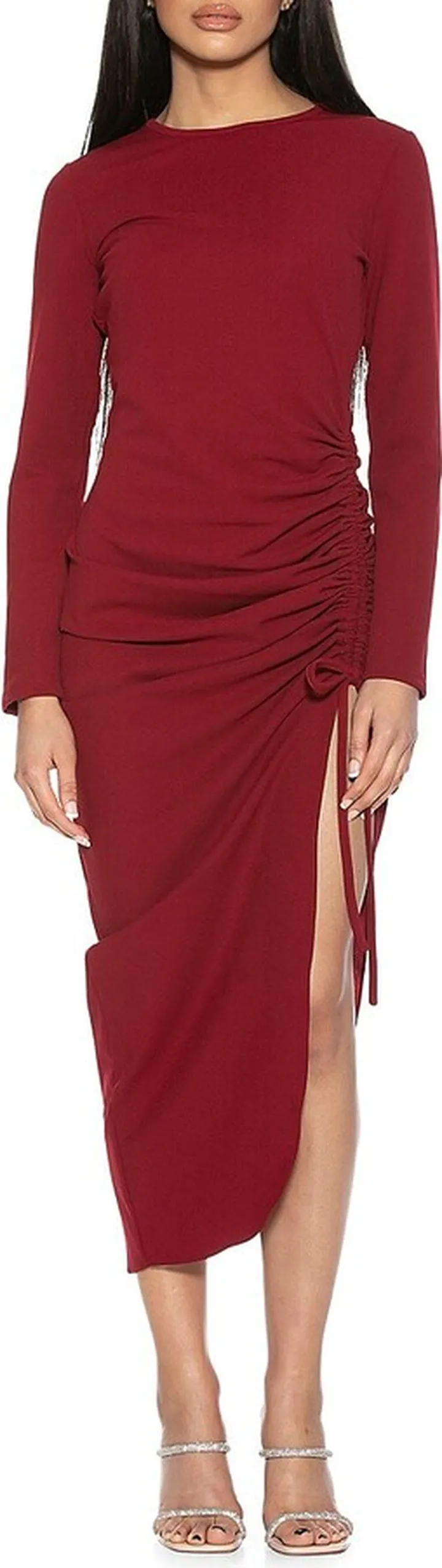 Nikki Solid-Hued Ruched Dress