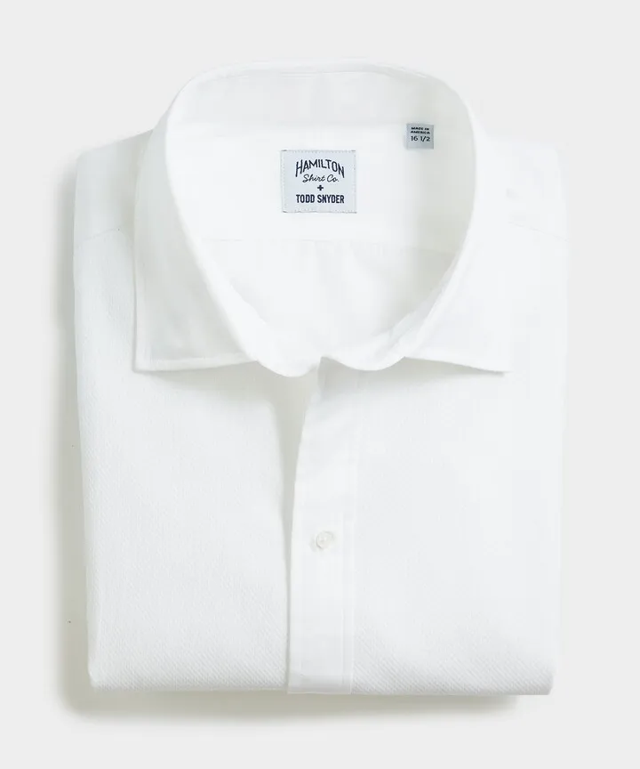 Hamilton Pique Tuxedo Shirt with Center Placket in White