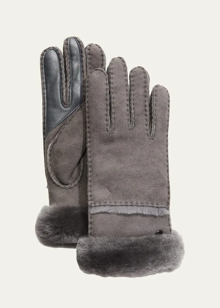 Seamed Touchscreen Shearling-Lined Gloves