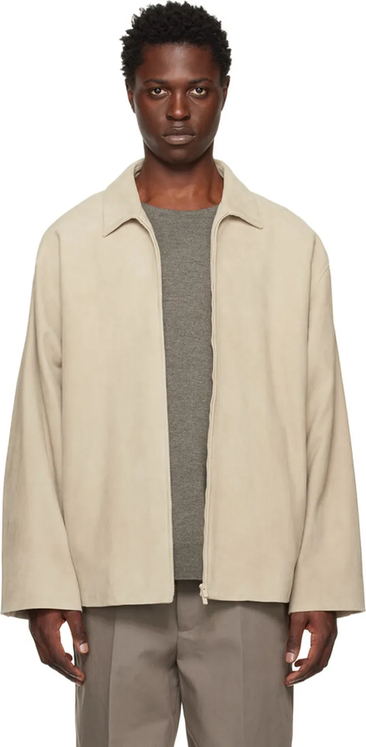 Fear of God Beige Zip Suede Jacket
