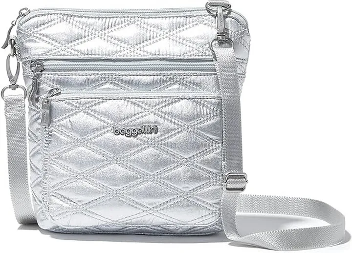 Baggallini Modern Pocket Crossbody (Silver Metallic Quilt) Cross Body Handbags