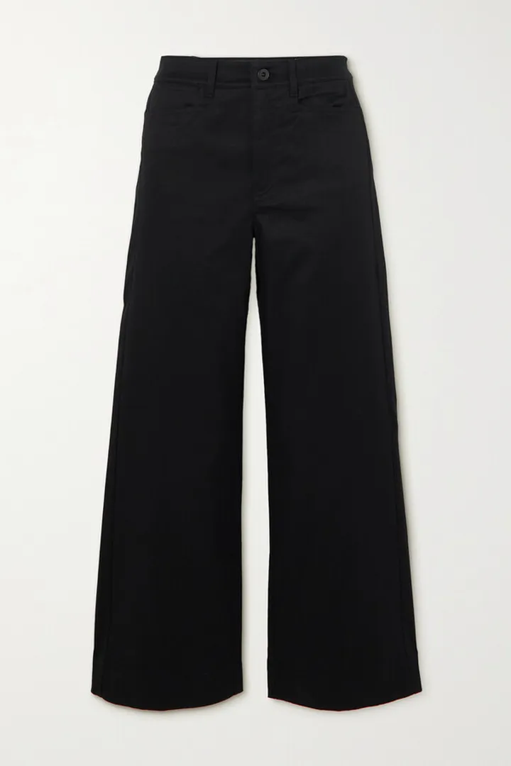 Proenza Schouler White Label - Cropped Cotton-blend Twill Wide-leg Pants - Black