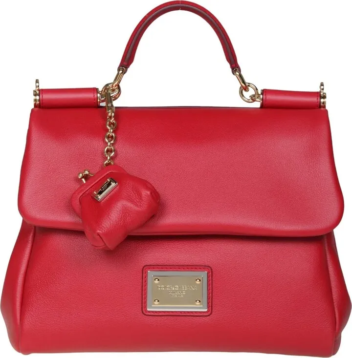 Dolce E Gabbana Sicily Bag In Soft Red Leather