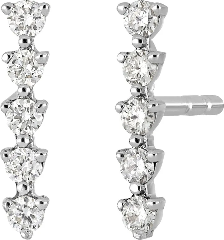 18K White Gold Diamond Stud Earrings - 0.12 ctw