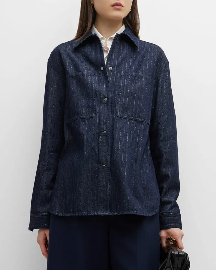 Denim Shimmer Pinstripe Jacket