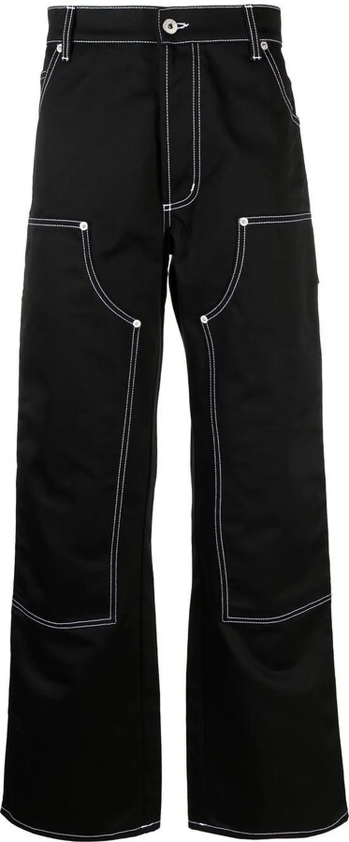 Black Contrast Stitch Wide Leg Trousers
