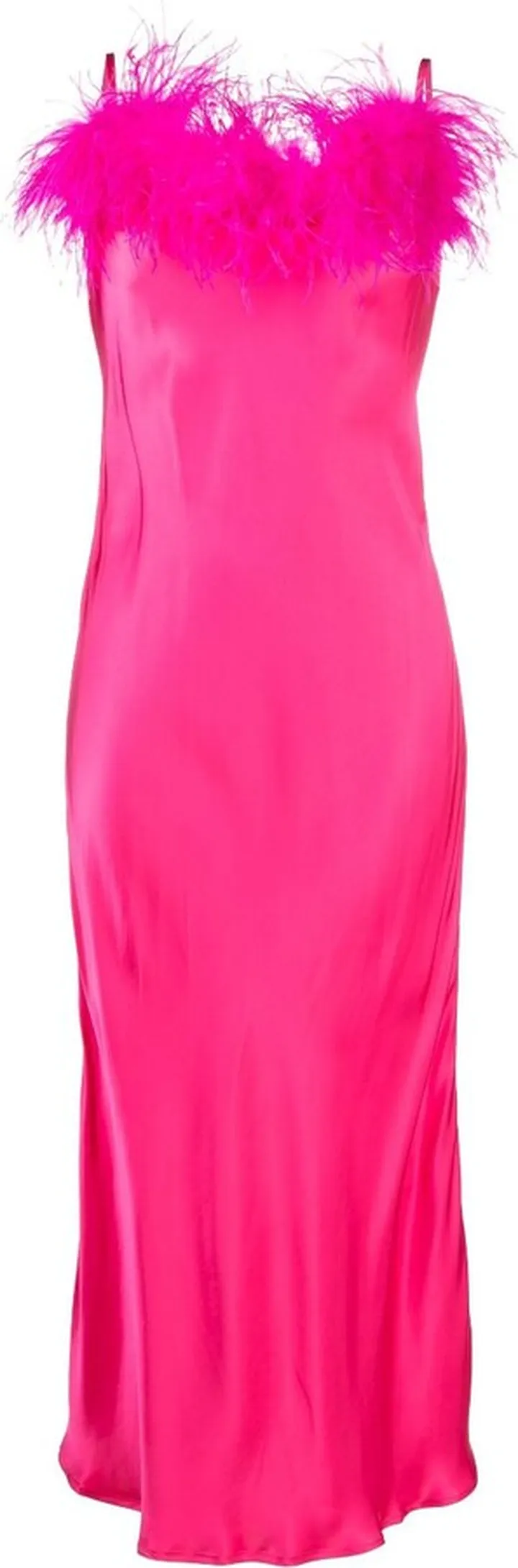 Pink Boheme Feather-Trim Slip Dress