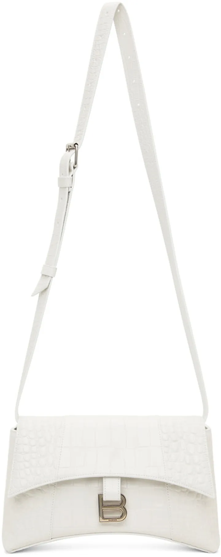 Balenciaga White Croc XS Hourglass Bag
